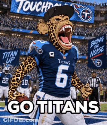 Leopard In Titans Jersey Saying Go Titans GIF