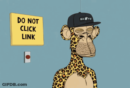 Leopard With Do Not Click Link Sign GIF