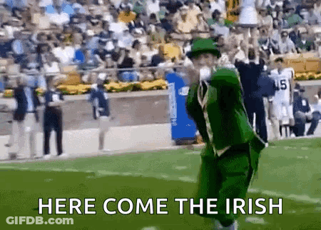 Leprechaun Dancer Here Come The Irish Football Field GIF