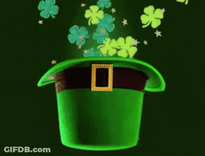 Leprechaun Hat Clover Leaves GIF