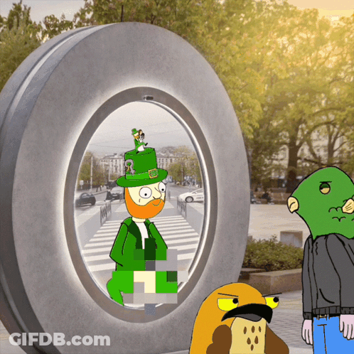 Leprechaun In Green Hat In Front Of Circle GIF