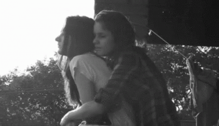 Lesbian Back Hug Kiss GIF