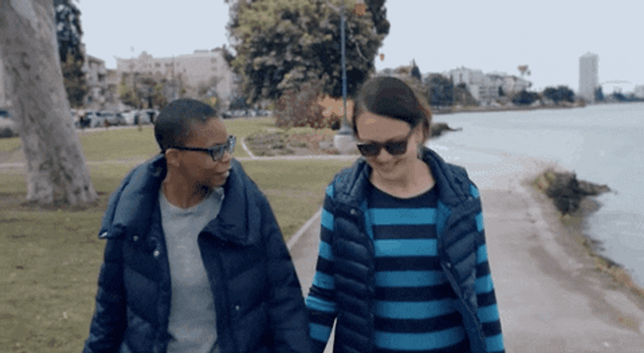 Lesbian Couple Park Walk GIF
