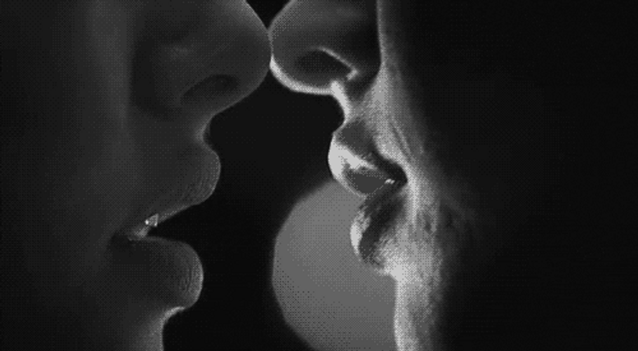 Lesbians Kiss Black White GIF