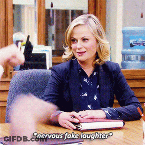 Leslie Knope Nervous Fake Laugh GIF