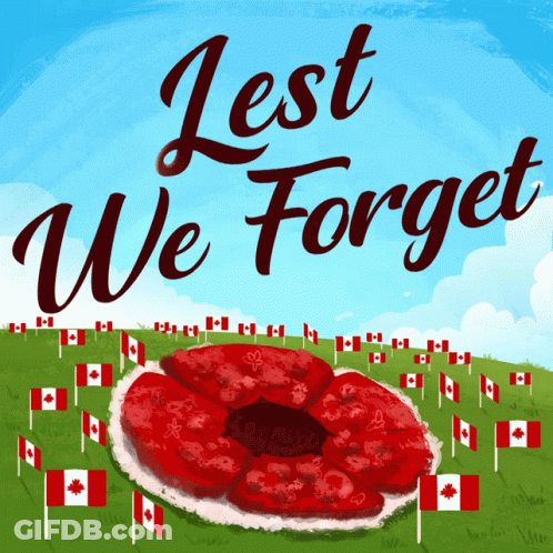 Lest We Forget Poppy And Canadian Flags GIF