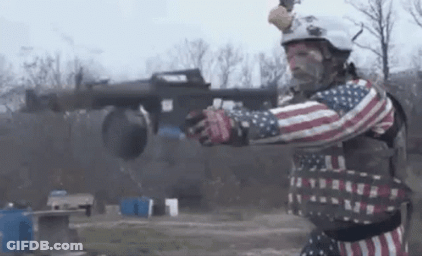 Let Freedom Ring Firing Gun Patriotic Suit GIF