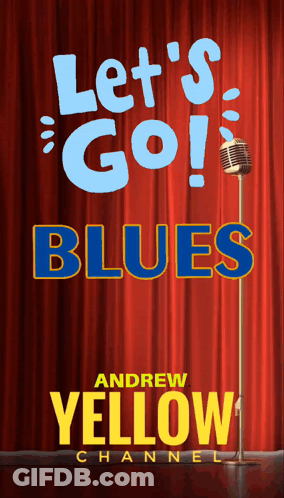 Let's Go Blues Poster Microphone Red Curtain GIF