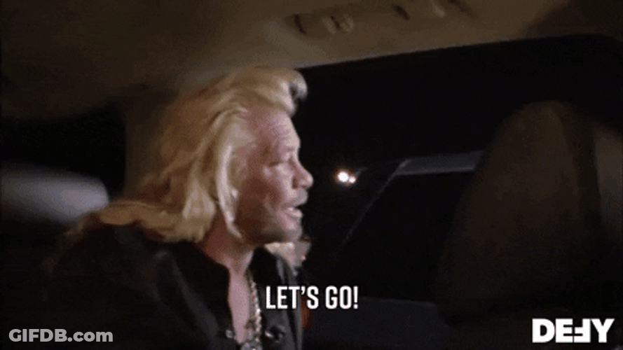 Let's Go Bounty Hunter Car Shouting GIF