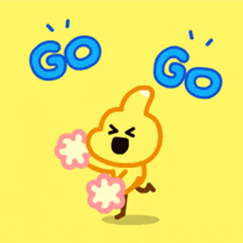 Let's Go Go Cheering Cute Dino Pom Pom GIF