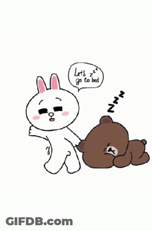 Let's Go To Bed Bunny And Bear GIF