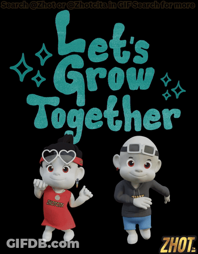Let's Grow Together Boy And Girl Poster GIF
