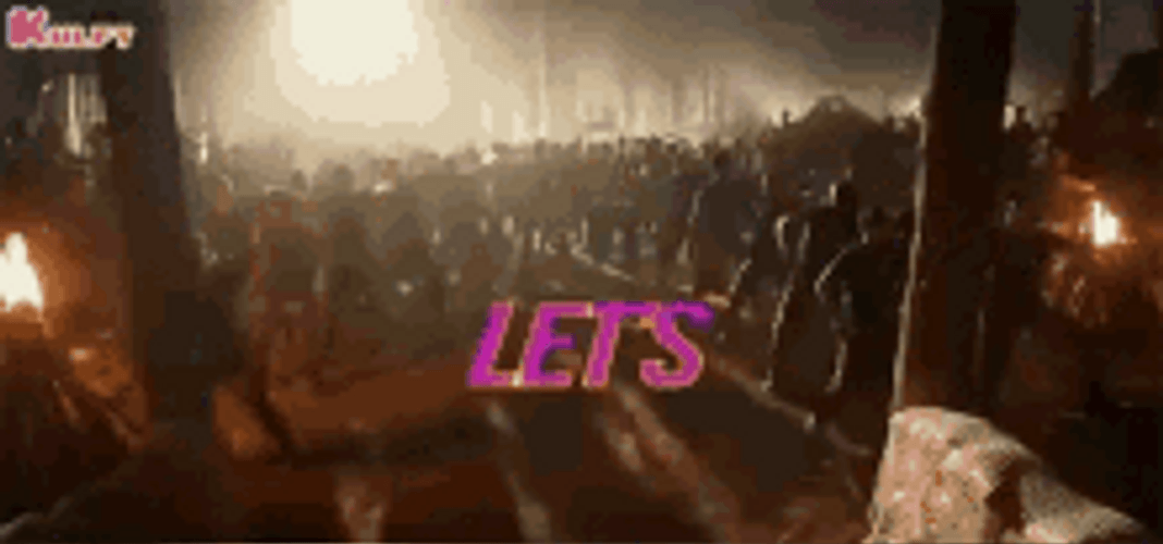 Let's Party Neon Colored Letters GIF
