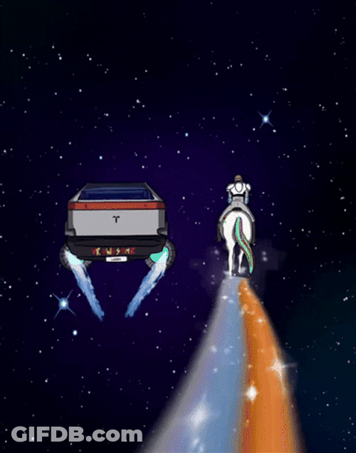 Let's Ride Car And Horse In Space GIF