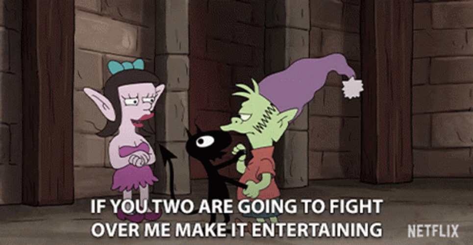Let Them Fight Elfo And Kissy GIF