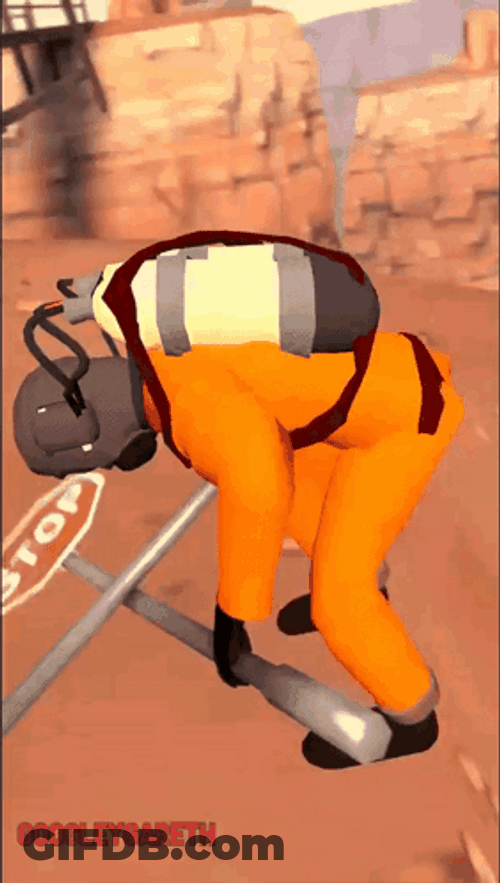 Lethal Company Falling Holding Stop Sign GIF