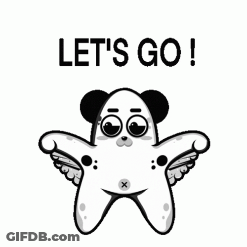Lets Goooo Flapping Cartoon Starfish GIF