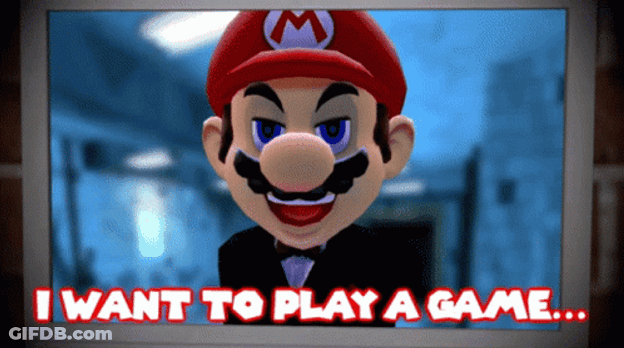 Lets Play A Game Laughing Mario GIF