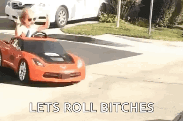 Lets Roll Baby On Toy Car GIF
