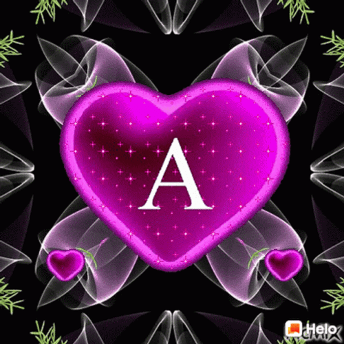 Letter A Heart And Floral Animation GIF