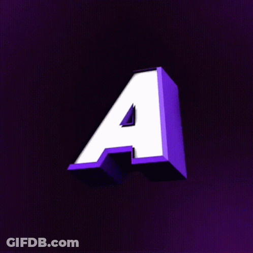 Letter A In Purple Spiked Circle GIF