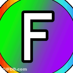 Letter F In Colorful Circle With Rainbow Border GIF