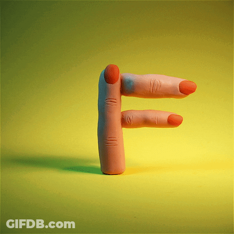 Letter F Made Of Fingers With Red Nails GIF