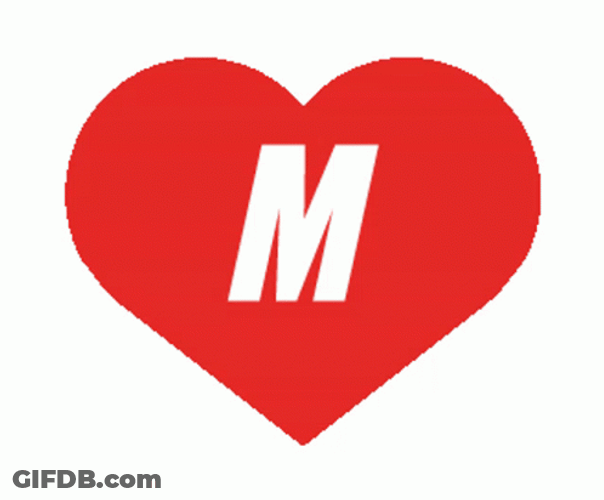 Letter M Inside A Red Heart GIF