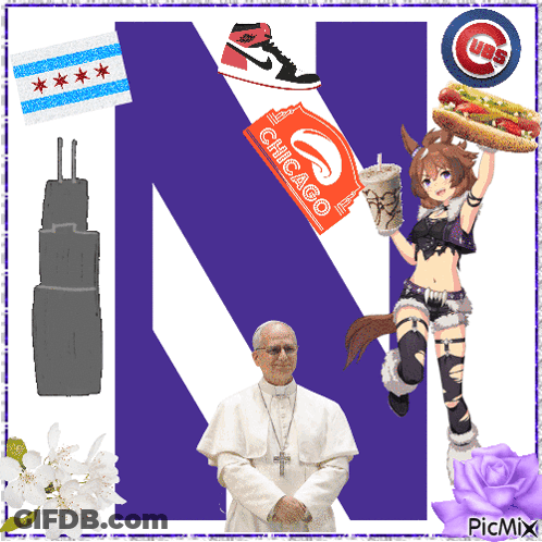 Letter N Surrounded By Collage Of Images GIF