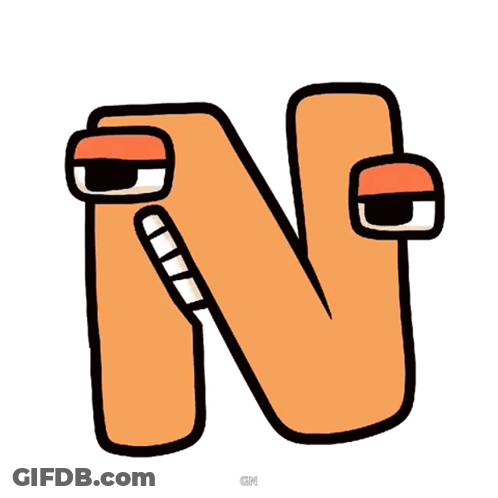 Letter N With Big Eyes GIF