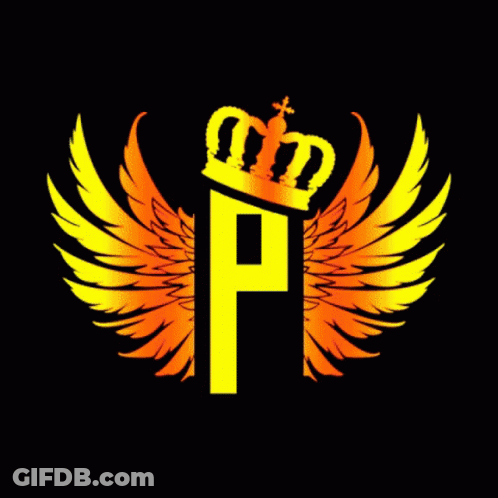 Letter P With Wings And Crown GIF