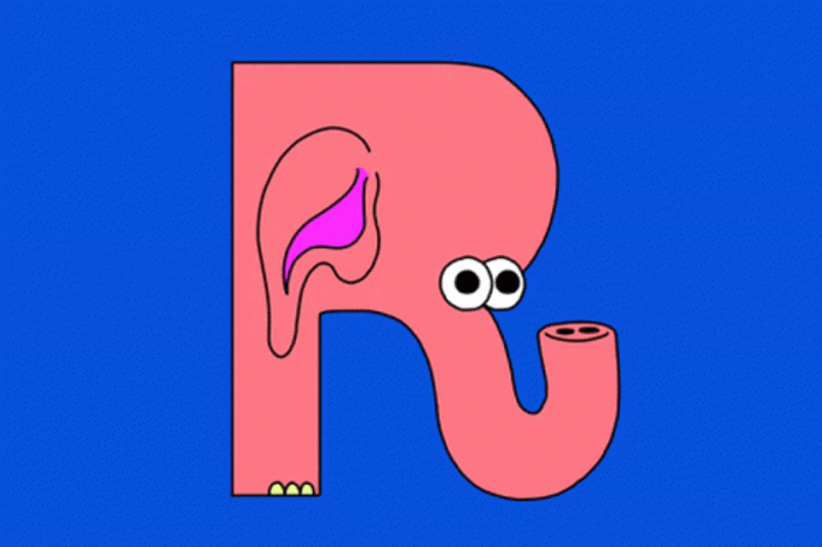 Letter R Formed Elephant GIF