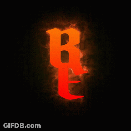 Letter R Surrounded By Smoke And Fire GIF