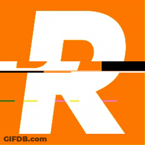 Letter R With Orange Background Broken Screen GIF