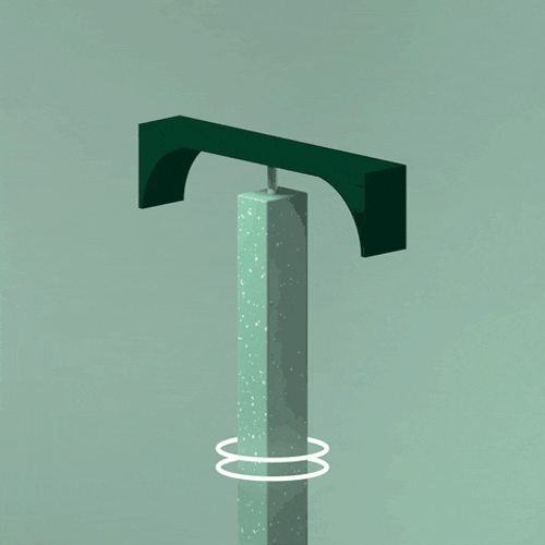 Letter T With Rotating Head GIF