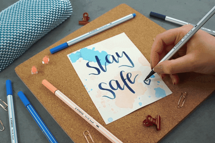 Lettering Stay Safe Heart Poster GIF