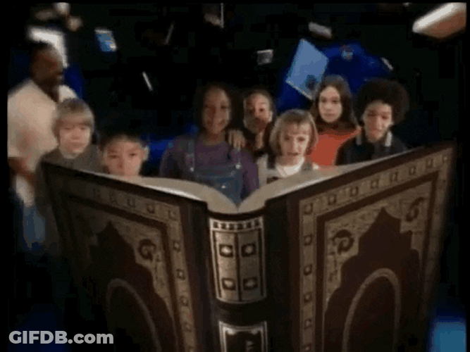 LeVar Burton And Kids Reading Rainbow Books GIF