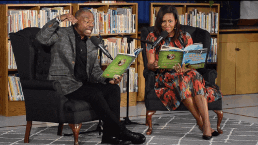 LeVar Burton And Michelle Obama Reading Rainbow GIF