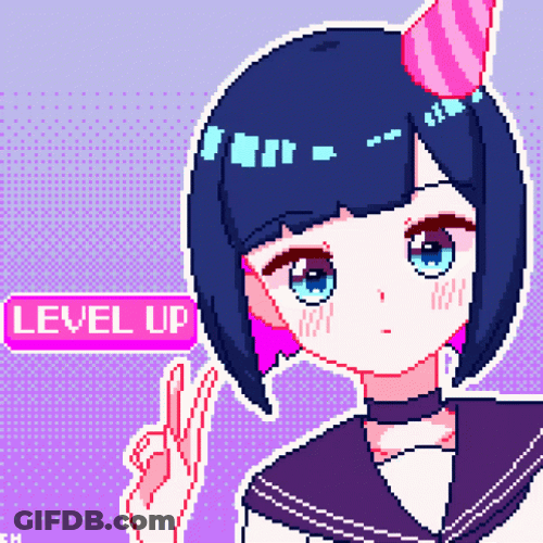 Level Up Anime Chibby Peace Sign GIF