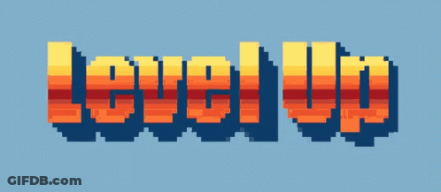 Level Up Pixel Art On Blue Background GIF