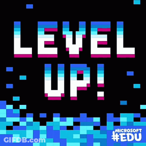 Level Up Poster With Microsoft Edu Logo GIF