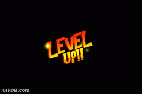Level Up Sign On Black Background GIF