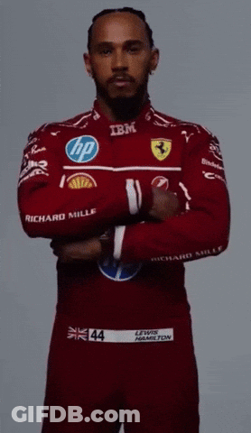 Lewis Hamilton In Red Ferrari Racing Suit GIF