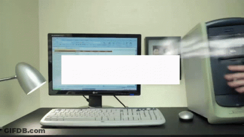 LG Monitor On Desk With Keyboard And Mouse GIF