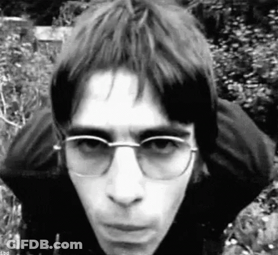Liam Gallagher Close Shot Black And White GIF