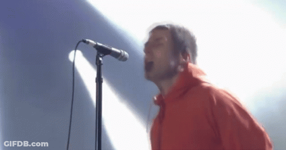 Liam Gallagher Singing On Microphone GIF