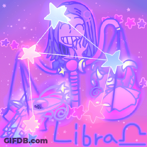 Libra Zodiac With Stars And Pink Background GIF