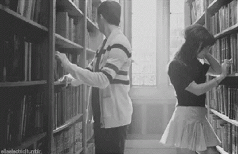 Library Romance Rough Kiss GIF
