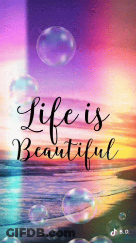 Life Is Beautiful Poster With Soap Bubbles GIF