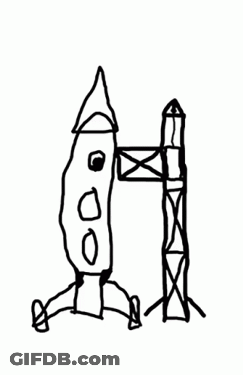 Lift Off Rocket Drawing GIF